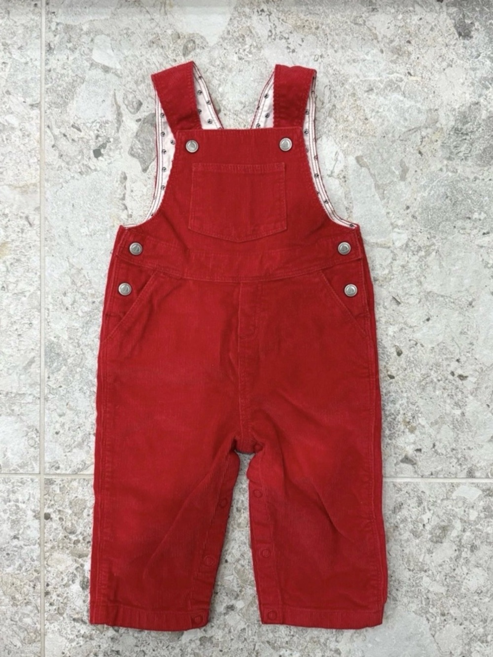 Petit Bateau Red Corduroy Infant Overalls Size: 6 months / 67 cm - Picture 3 of 8